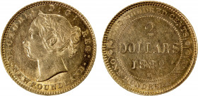 NEWFOUNDLAND: Victoria, 1837-1901, AV 2 dollars, 1880, KM-5, light surface hairlines, AU.
Estimate: $400-600