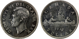 CANADA: George VI, 1936-1952, AR dollar, 1948, KM-46, mintage of 18,780, lustrous fields, light hairlines, a very nice example of this key date, Almos...