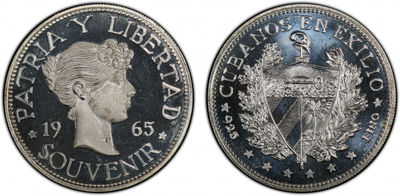 CUBA: Republic, AR souvenir peso, 1965, KM-XM4, reeded edge, struck for the Agen...