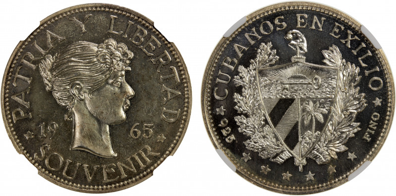 CUBA: Republic, AR souvenir peso, 1965, KM-XM5, plain edge, struck for the Agenc...
