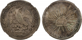 MEXICO: Republic, AR 8 reales, 1825-Do, KM-377.4, DP-Do02, assayer RL, cleaned, no dot before MEXICANA, struck from polished dies, faint hairlines, on...