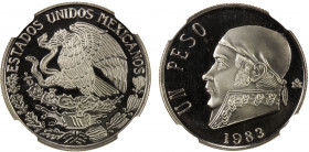 MEXICO: Estados Unidos, peso, 1983-Mo, KM-460, José Maria Teclo Morelos y Pavón, scarcer variety with open 8 at base, NGC graded PF69 Ultra Cameo, R. ...