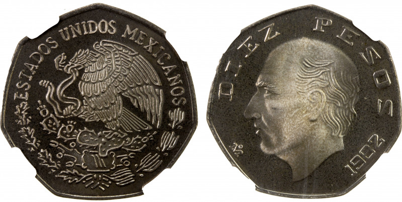 MEXICO: Estados Unidos, 10 pesos, 1982-Mo, KM-477.2, thick flan, commemorating M...