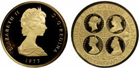 TURKS & CAICOS: Elizabeth II, 1952, AV 100 crowns, 1977, KM-17, portraits of Queen Victoria, Brilliant Proof.
Estimate: $550-650