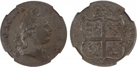 COLONY OF VIRGINIA: George III, 1760-1775, AE halfpenny, 1773, NGC graded AU58 BN, with period variety, an attractive glossy brown example!
Estimate:...