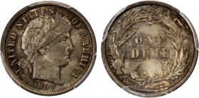 UNITED STATES: AR 10 cents, 1899, PCGS graded AU53. CAC, Barber type, a lovely lightly toned example!
Estimate: $150-250