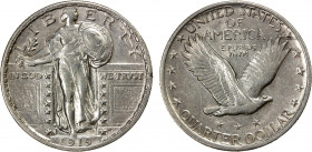 UNITED STATES: AR 25 cents, 1919-D, KM-145, EF, Standing Liberty type, lightly cleaned, but attractive, obverse scratch, better date/mintmark.
Estima...