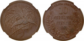 GERMAN NEW GUINEA: Wilhelm II, 1888-1918, AE 10 pfennig, 1894-A, KM-3, J-703, Deutsche Neuguinea-Compagnie issue, bird of paradise on a bough, NGC gra...