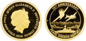 TUVALU: Elizabeth II, 1952, AV 15 dollars, 2016-P, KM-373, 1/10 oz .9999 pure gold, struck at Perth Mint, Pearl Harbor, PCGS graded PF70 Deep Cameo.
...