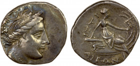 EUBOEA: Histiaia, AR tetrobol (1.99g), 3rd-2nd century BC, HGC-4/1524, BCD Euboea-399, wreathed head of nymph Histiaia right, wearing earring and neck...