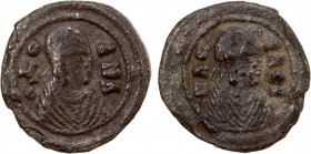 AXUM: Ousanas, ca. 325-345, AR unit (1.26g), Munro-Hay 33, king's bust both sides, with legends in Greek, his name on obverse, BACILIVS (or similar) o...