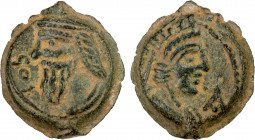 PARTHIAN KINGDOM: Vologases IV, AD 147-191, AE unit (3.73g), Seleukeia on the Tigris, SE476 (164/65 AD), Shore-633, king's bust left, date to left // ...