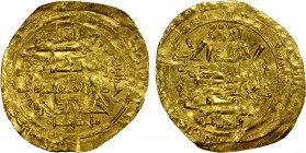 GREAT SELJUQ: Malikshah I, 1072-1092, AV dinar (2.28g), Madinat al-Salam, AH47x, A-1674, Jafar-S.MS.471 ff, citing the caliphal heir apparent Dhakhr a...