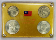 TAIWAN: Republic, 4-coin mint set, 1965, KM-MS1, Centennial Birthday of Dr. Sun Yat Sen commemorative, uncirculated mint set includes silver 100, 50 y...