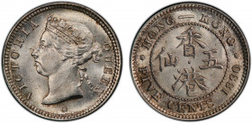 HONG KONG: Victoria, 1841-1901, AR 5 cents, 1890-H, KM-5, a wonderful quality example! PCGS graded MS64, ex Joe Sedillot Collection.
Estimate: $100-1...