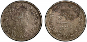 BARODA: Sivaji Rao III, 1875-1938, AR rupee, VS1951 (1894), Y-36a, stain, still an attractive nearly mint state example, PCGS graded AU55, ex Arvind S...