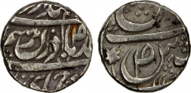 PATIALA: uncertain ruler, ca. 1800±, AR rupee (11.08g), NM, ND, Cr-. SS-, with the standard floral symbol below jalus, introduced at Patiala during th...