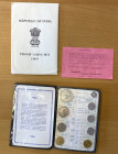 INDIA: Republic, 9-coin proof set, 1969-B, KM-PS10, Rajgor-RB16, Mahatma Gandhi Birth Centenary, in original blue pouch pack of issue with paper cover...