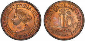 CEYLON: Victoria, 1837-1901, AR 10 cents, 1893, KM-94, a fantastic lustrous example! PCGS graded MS66, ex Joe Sedillot Collection.
Estimate: $125-175