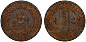 FRENCH COCHINCHINA: AE centime, 1884-A, KM-3, an attractive mint state example! PCGS graded MS62 BN, ex Joe Sedillot Collection.
Estimate: $100-150
