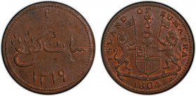 SUMATRA: AE keping, 1804/AH1219, KM-Tn1, Prid-1, Singapore merchant token, PCGS graded MS63 BN, ex Joe Sedillot Collection. Singapore merchant tokens ...