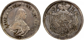 SALZBURG: Sigismund III, Graf von Schrattenbach, 1753-1771, AR thaler, 1769, KM-420, Dav-1261, initials FM, two-year type, VF-EF.
Estimate: $140-200