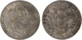 AUSTRIA: Franz II, 1792-1906, AR thaler, 1806-A, KM-2159, Dav-4, J-155, light hairlines and a couple scratches, Choice EF.
Estimate: $120-160