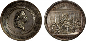 DENMARK: Frederik V, 1746-1766, AR medal (75.01g), 1766, Galster-462, 53mm silver medal for the Death of King Frederik V by D. I. Adzer, bust of Frede...