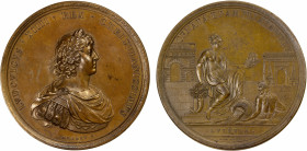 FRANCE: Louis XIV, 1643-1715, AE medal (121.8g), ND (ca. 1665), 73mm bronze medal for the Beautification and Enlargement of the City of Paris by Molar...