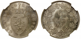 HESSE-DARMSTADT: Ludwig II, 1830-1848, AR 6 kreuzer, 1841, KM-306, wonderful cartwheel luster, NGC graded MS65+.
Estimate: $100-150