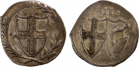 ENGLAND: Commonwealth and Protectorate, 1649-1660, AR halfgroat (0.95g), ND, KM-388, S-3221, coat-of-arms within wreath // English and Irish coats-of-...