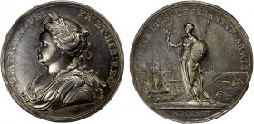 GREAT BRITAIN: Anne, 1702-1714, AR medal, 1713, Eimer-460, 35mm silver medal, plain edge, Peace of Utrecht, laureate and draped bust left // Britannia...