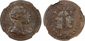 GREAT BRITAIN: AE ½ penny token, Middlesex, ND (ca. 1790), D&H-478a, plain edge, bust of David Garrick // SIMS RUSSEL COURT, tragic and comic masks, N...