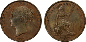 GREAT BRITAIN: Victoria, 1837-1901, AE penny, 1847, KM-739, a few light field marks, very rare variety with no clolon after REG and far colon at end o...