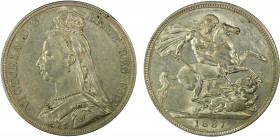 GREAT BRITAIN: Victoria, 1837-1901, AR crown, 1887, KM-765, S-3921, 'Jubilee Head' type, NGC graded AU55.
Estimate: $100-150