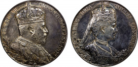 GREAT BRITAIN: Edward VII, 1901-1910, AR medal (85.78g), 1902, BHM-3737, Eimer-1871, 56mm silver medal for the Coronation of King Edward VII by G. W. ...