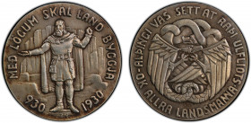 ICELAND: Christian X, 1918-1944, AR 5 kronur, 1930, KM-M2, 1000 Years of Alþingi, medallic issue struck privately by the Saxon State Mint in Muldenhut...