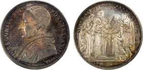 PAPAL STATES: Gregory XVI, 1831-1846, AR scudo, 1831-B year 1, KM-1315.1, Presentation of Christ at the Temple, a lovely example with semi-prooflike s...