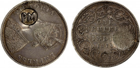 MOZAMBIQUE: AR rupee, KM-54, countermarked PM in circular punch on British India rupee of type KM-492 dated 1879, Bombay mint; by the decree of 19 Jan...