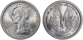 TOGO: French Mandate, 2 francs, 1948, KM-5, Lec-22, a fantastic quality example! PCGS graded MS66, ex Joe Sedillot Collection.
Estimate: $100-150