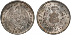CHILE: Republic, AR 20 centavos, 1871/0-So, KM-138.1, a superb quality example! PCGS graded MS65, ex Joe Sedillot Collection.
Estimate: $100-150