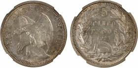 CHILE: Republic, AR 5 pesos, 1927-So, KM-173, an attractive mint state example of this one-year type, NGC graded MS62.
Estimate: $100-150