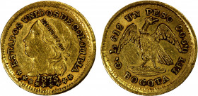 COLOMBIA: Estados Unidos, AV peso, Bogotá, 1873, KM-157.2, mintage of only 3,374 pieces, hairlines, edge mark, Choice EF, Scarce.
Estimate: $150-200
