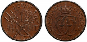 DANISH WEST INDIES: Christian IX, 1863-1906, AE ½ cent (2½ bit), 1905, KM-74, engraver's initials P-GJ, a superb lustrous example! PCGS graded MS65 BN...