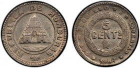 HONDURAS: Republic, AR 5 centavos, 1886, KM-54, a wonderful mint state example! PCGS graded MS64, ex Joe Sedillot Collection.
Estimate: $100-150
