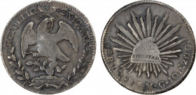 MEXICO: Republic, AR 8 reales, 1843-Ga, KM-377.6, assayer MC, a few light marks, nice deep toning, better date/mintmark/assayer, Choice VF.
Estimate:...