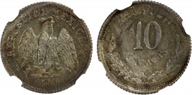 MEXICO: Republic, AR 10 centavos, 1889-Go/Ho, KM-403.5, assayer R/G, nicely toned, better variety, NGC graded MS64.
Estimate: $160-200