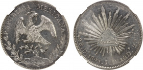 MEXICO: Republic, AR 8 reales, Durango mint, 1891-Do, KM-377.4, assayer JP, blast white luster, NGC graded MS63.
Estimate: $125-175