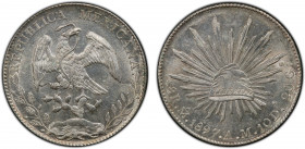 MEXICO: Republic, AR 8 reales, 1897-Mo, KM-377.10, assayer AM, PCGS graded MS62, ex Joe Sedillot Collection.
Estimate: $100-150