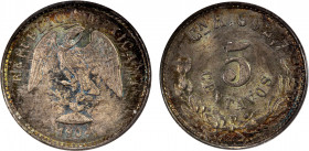 MEXICO: Republic, AR 5 centavos, 1904-Cn, KM-400, assayer H, a fantastic quality example! NGC graded MS66.
Estimate: $100-150